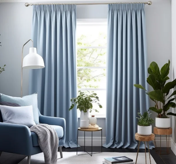 blue-curtains-in-front-room