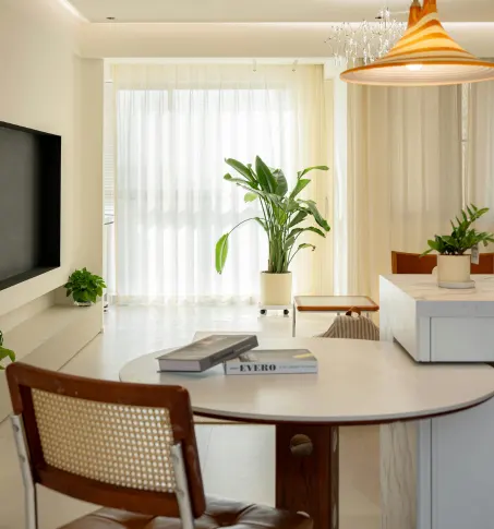 Sheer curtains with natural light in a modern living space